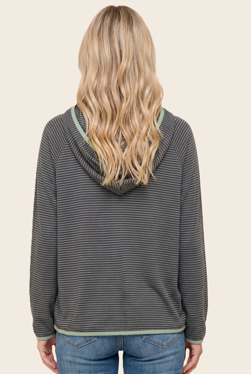 Chilly Morning Striped Fleece Hoodie