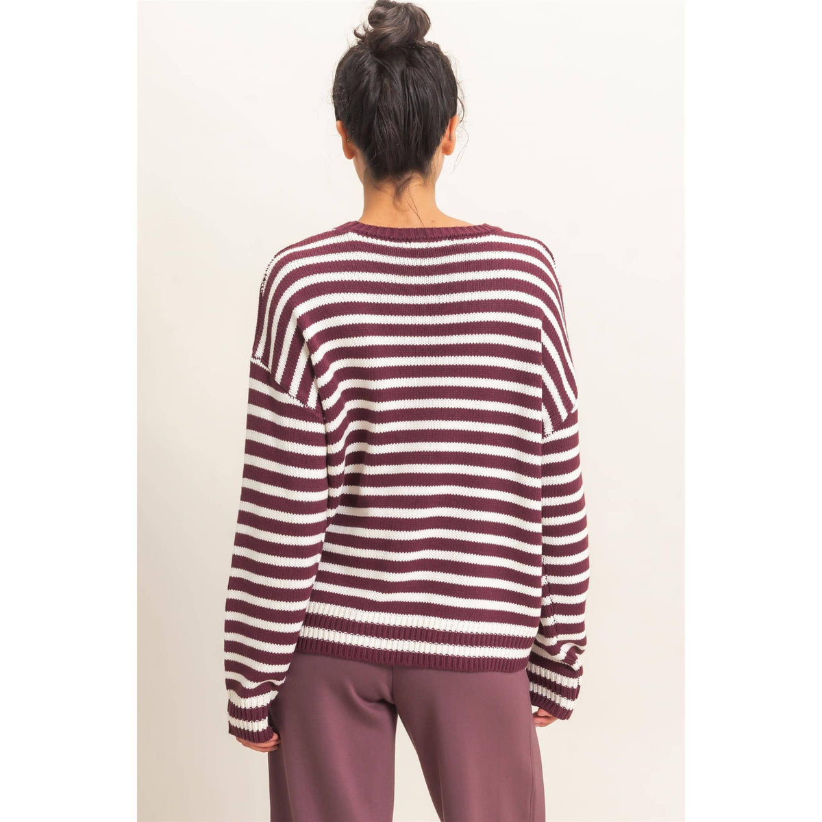 Find the Beginning Striped Crew Neck Sweater