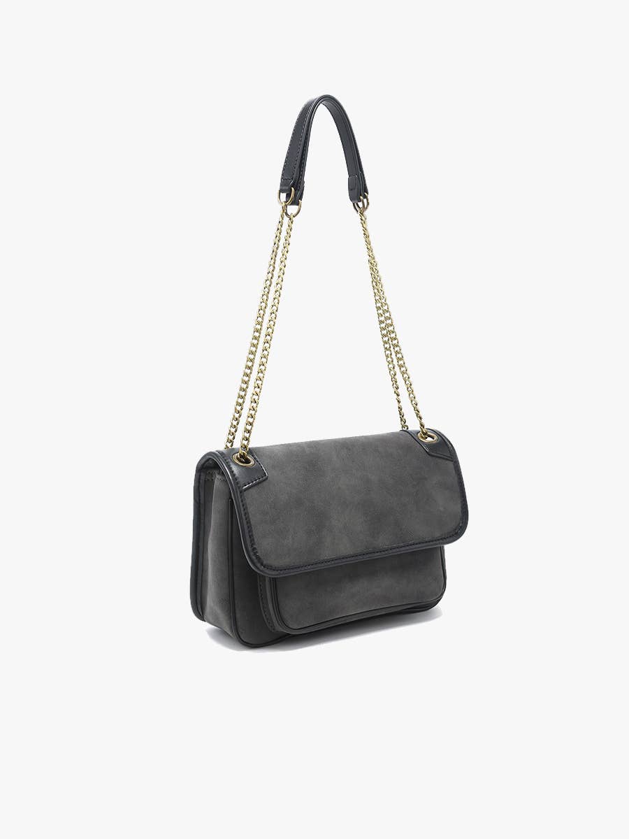 Nola Convertible Suede Crossbody Bag: Espresso