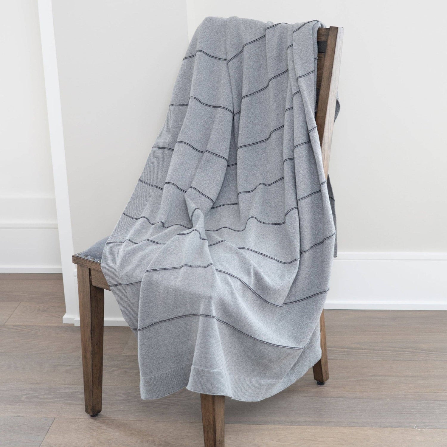 Anika Gray Striped Throw Blanket
