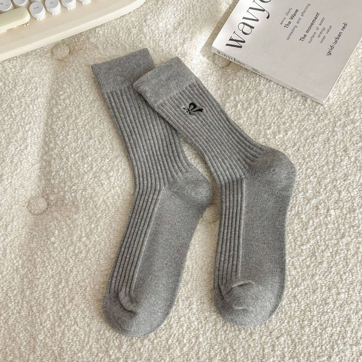 Bow Embroidered Crew Socks –Cute, Stylish
