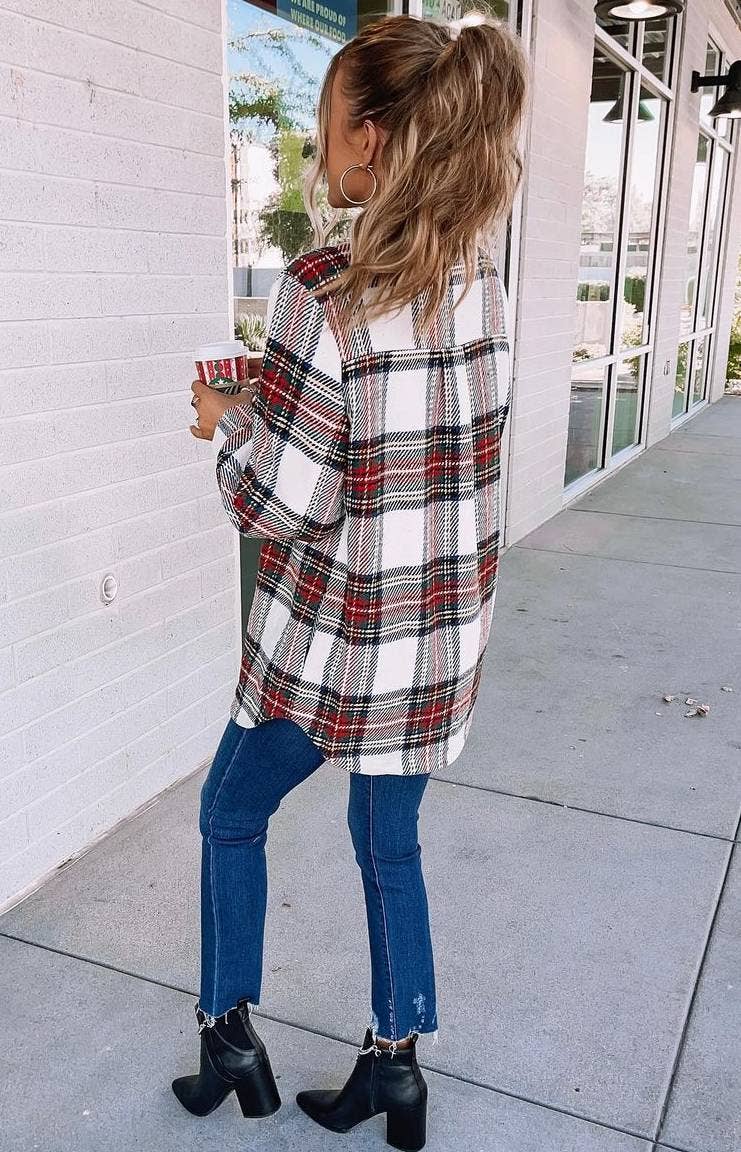 White Tweed Plaid Coat