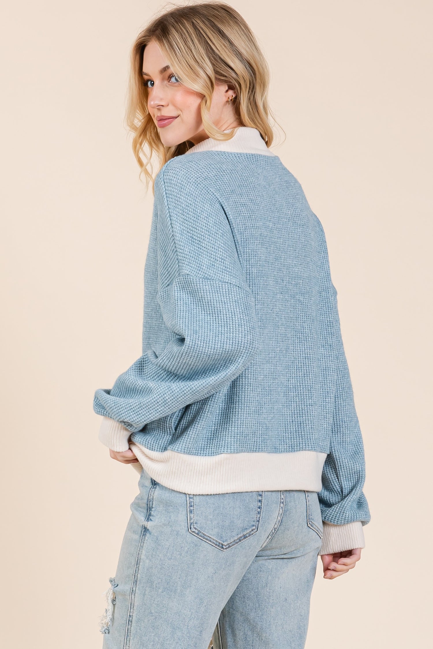 Leslie Blue Zip Sweater