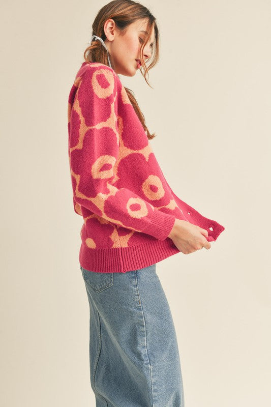 Fiona Magenta Coral Cardigan