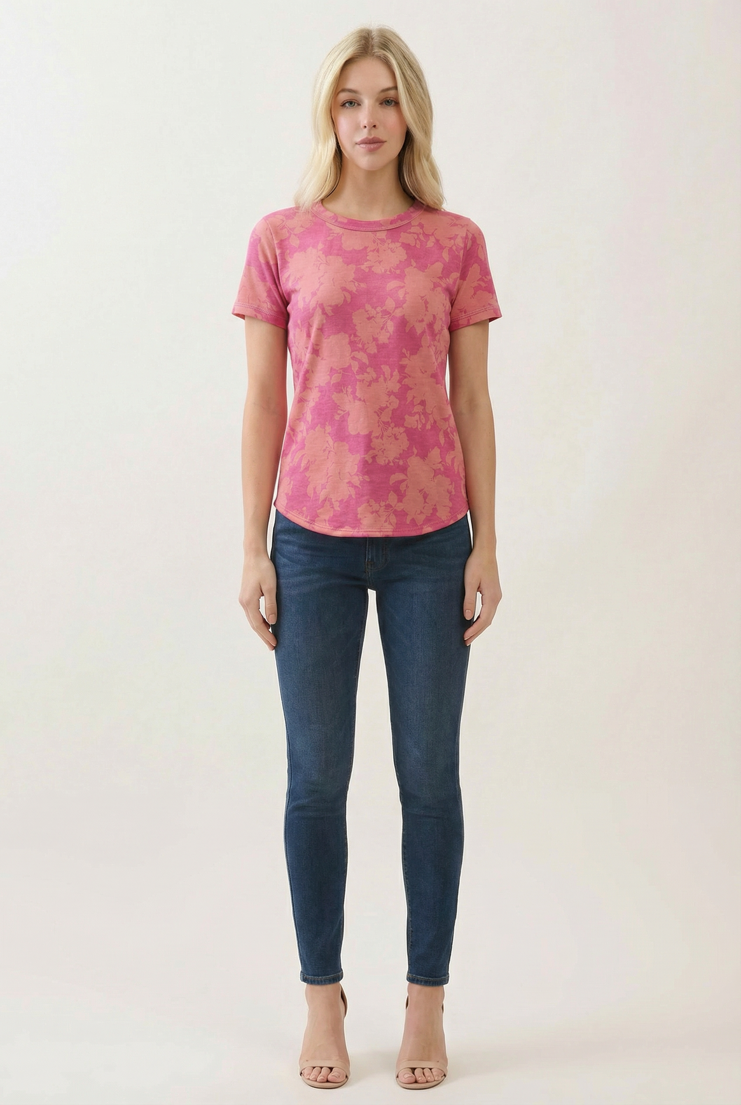 Floral Print Short Sleeve Tee: Floral / XL
