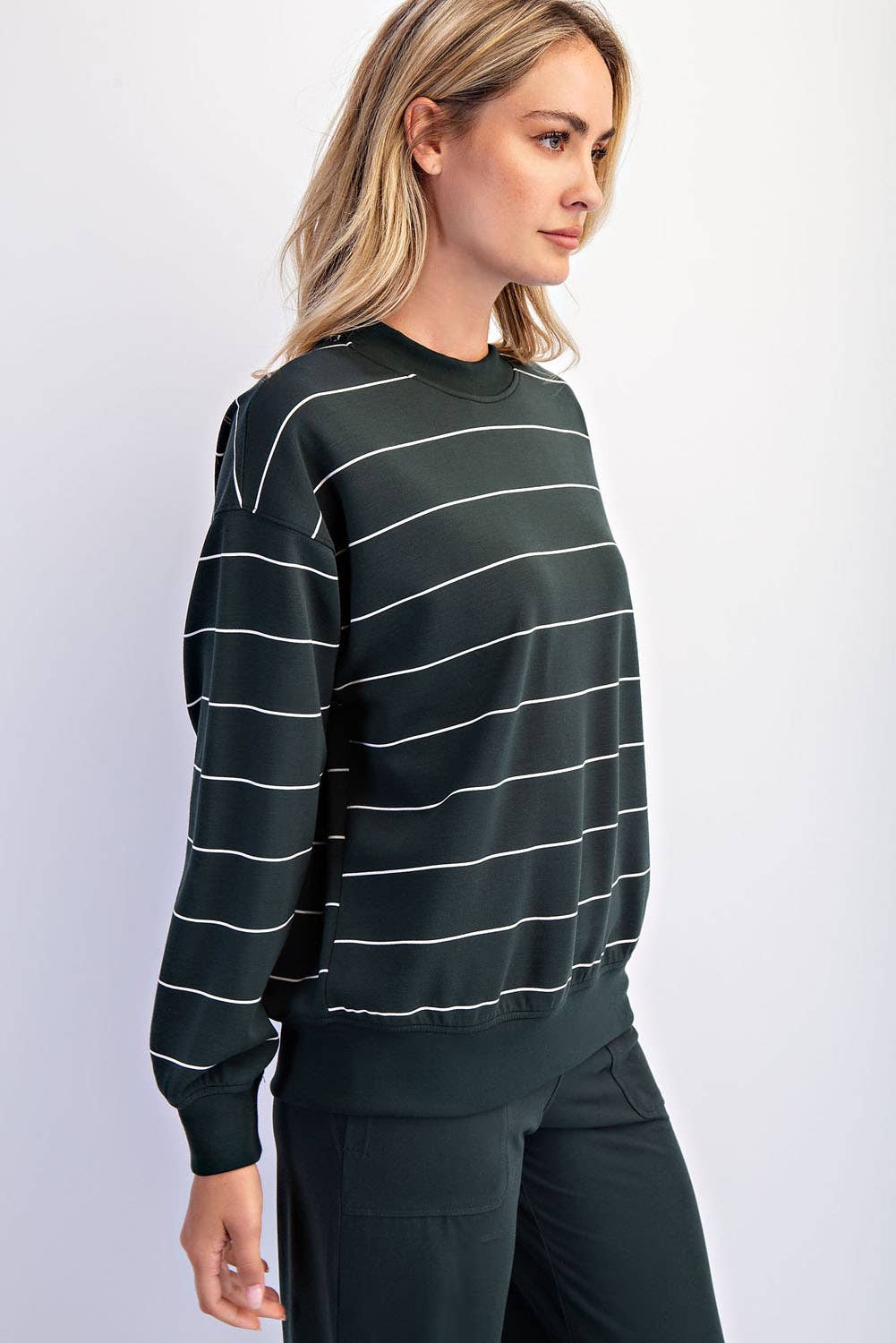Scuba Striped Sweatshirt: Dk Cherry/Cream