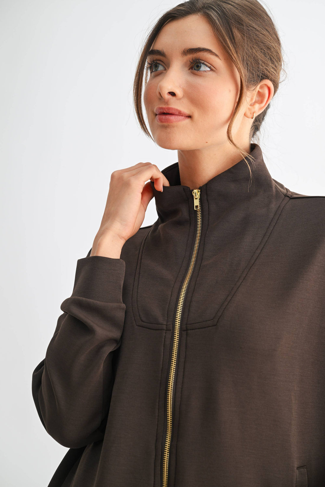 Laguna Gold Trim Scuba Zip-Up Jacket: Black