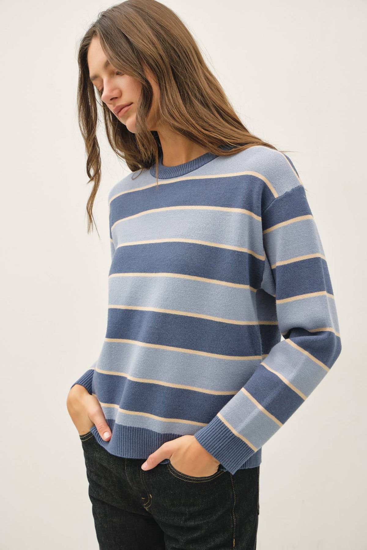 KENNY BOXY FIT MULTI STRIPED SWEATER