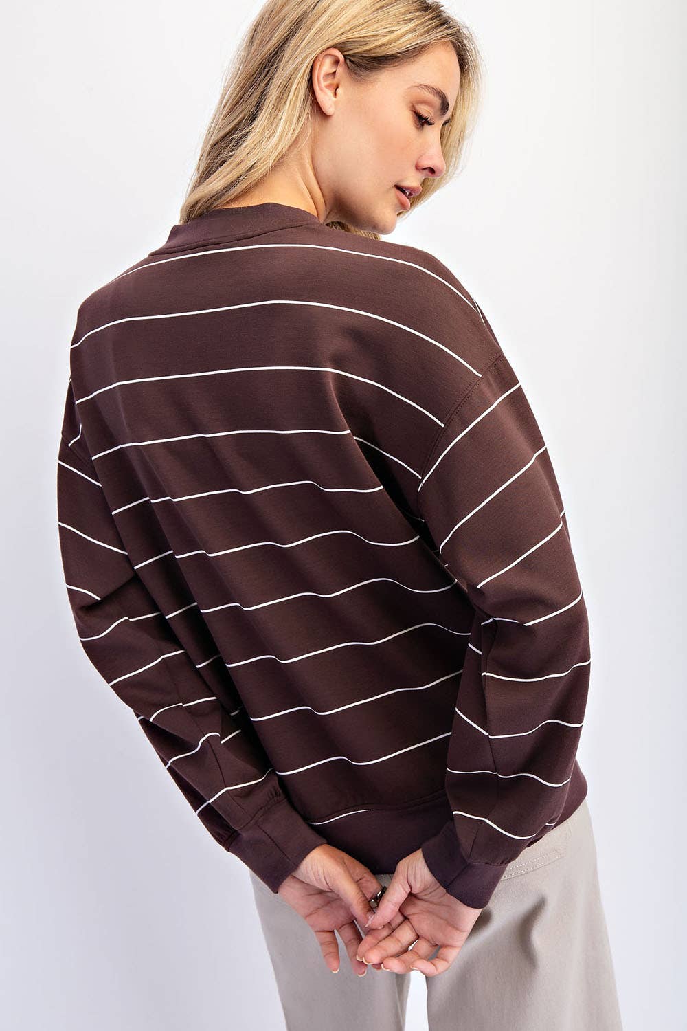 Scuba Striped Sweatshirt: Dk Cherry/Cream