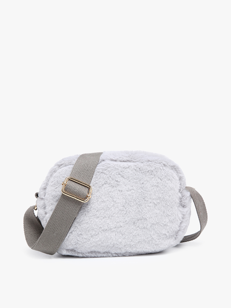 Geneva Faux Fur Belt Bag/Crossbody: Off White