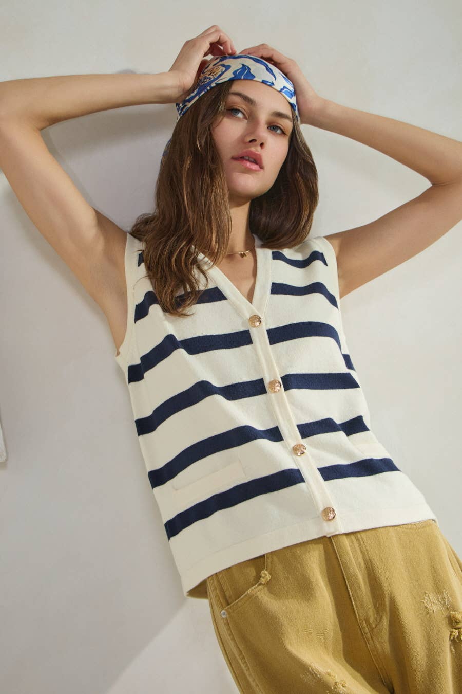 Sailor collection Striped Sweater Vest : Navy
