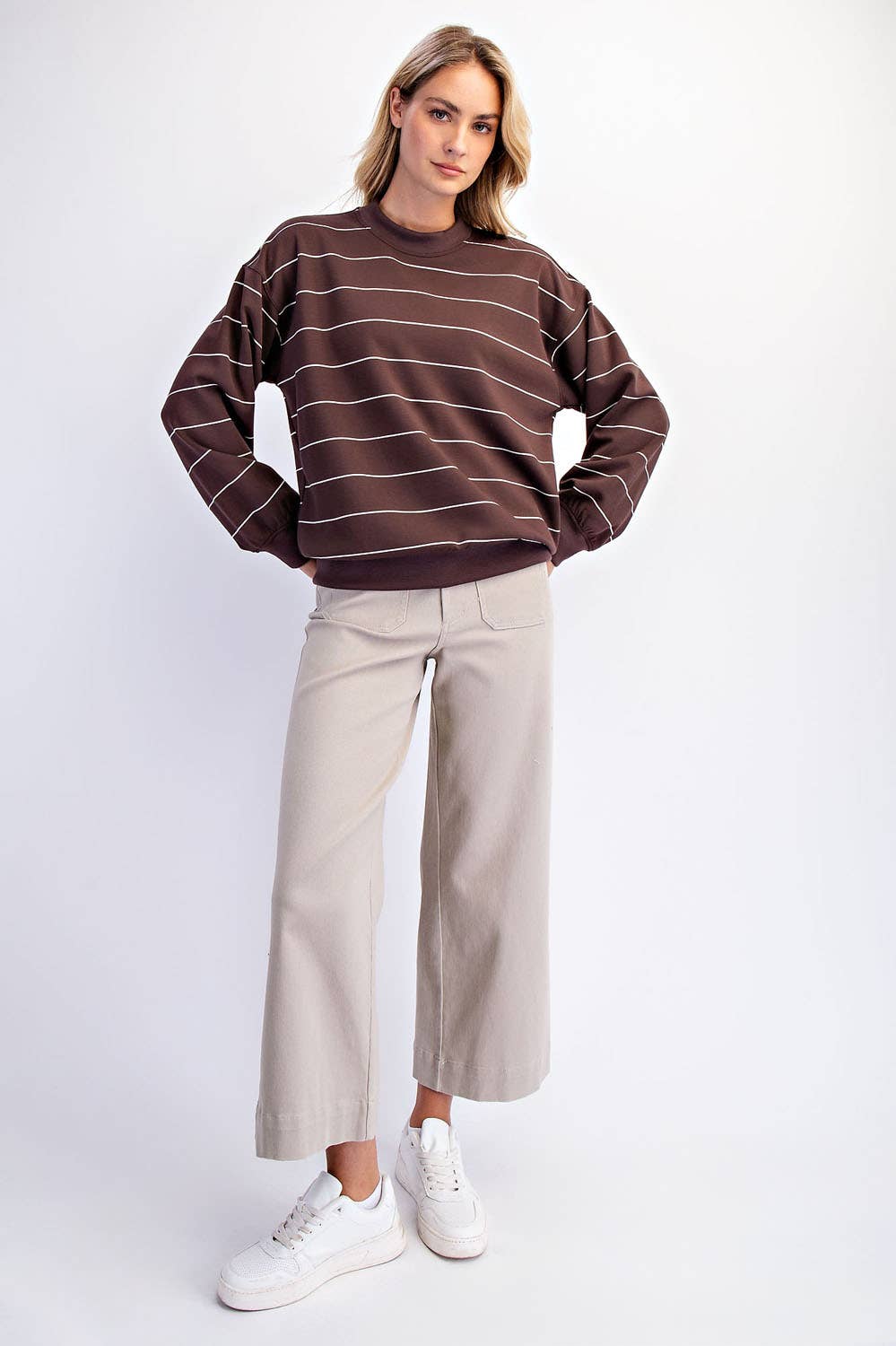 Scuba Striped Sweatshirt: Dk Cherry/Cream