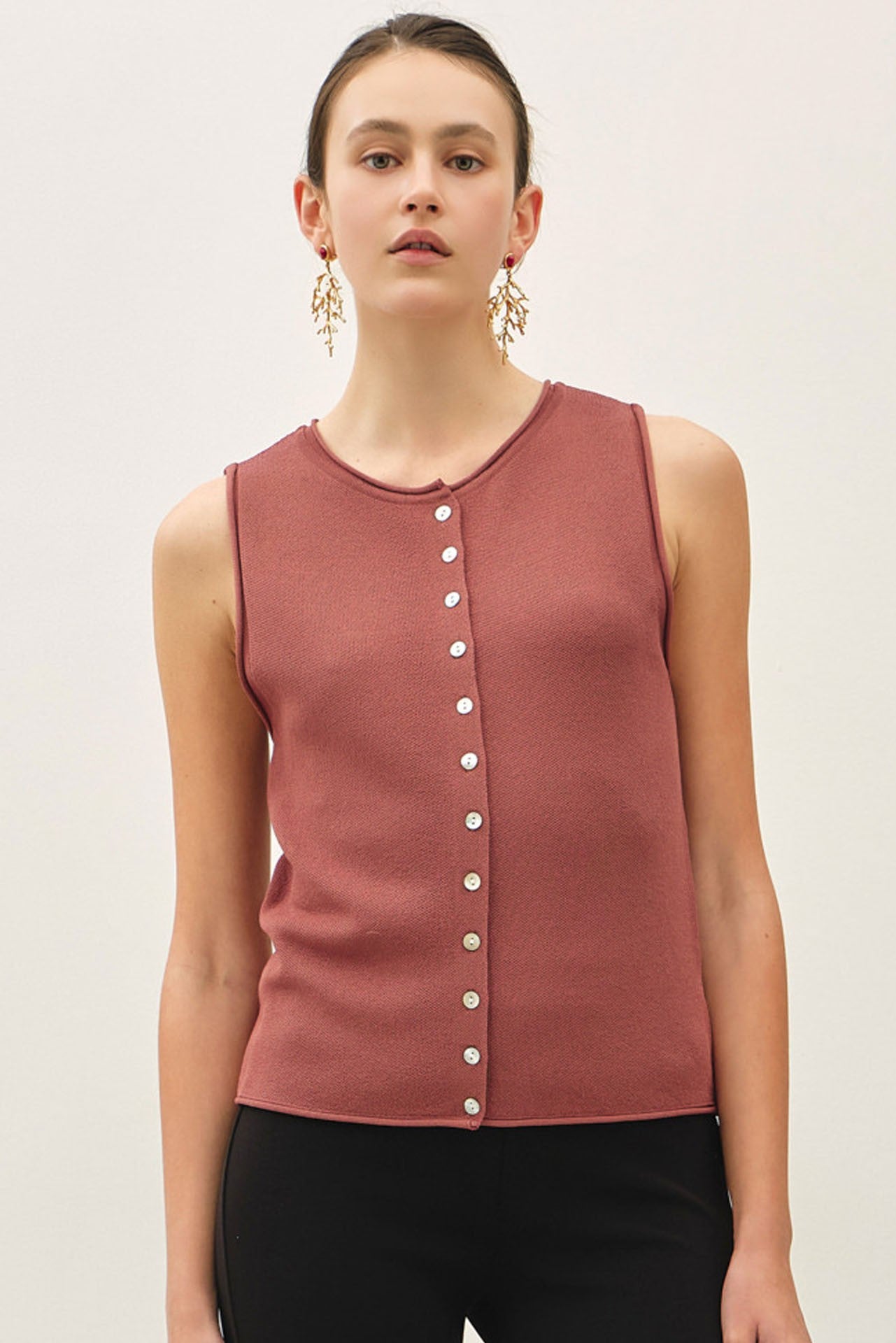 Jannie Terracotta Sleeveless Knit Top