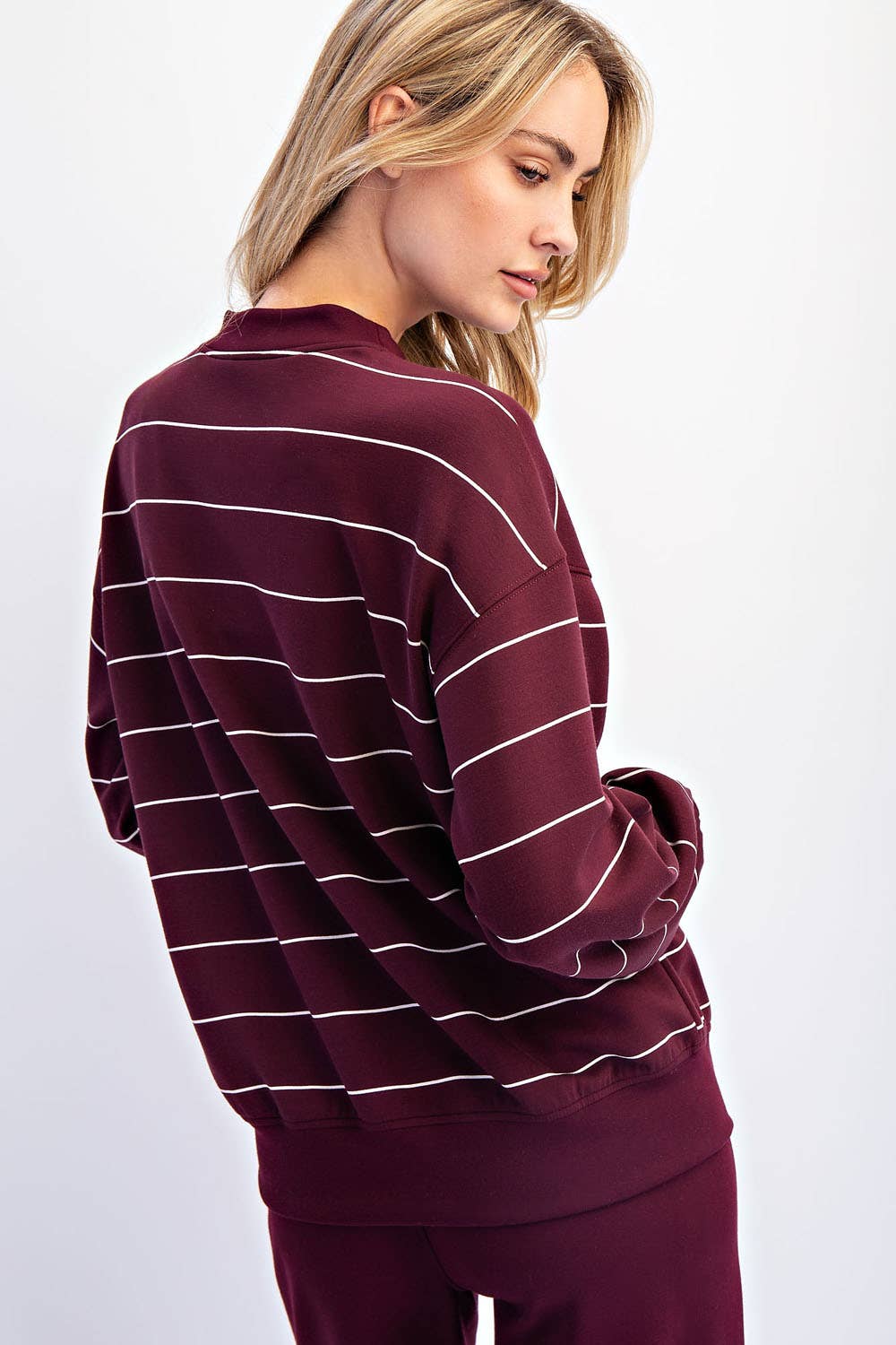 Scuba Striped Sweatshirt: Dk Cherry/Cream
