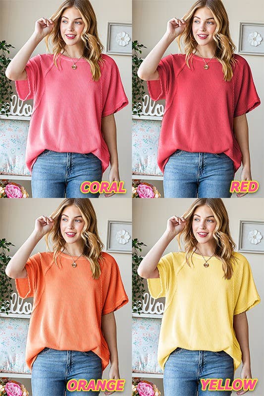 Laine Red Ribbed Tee