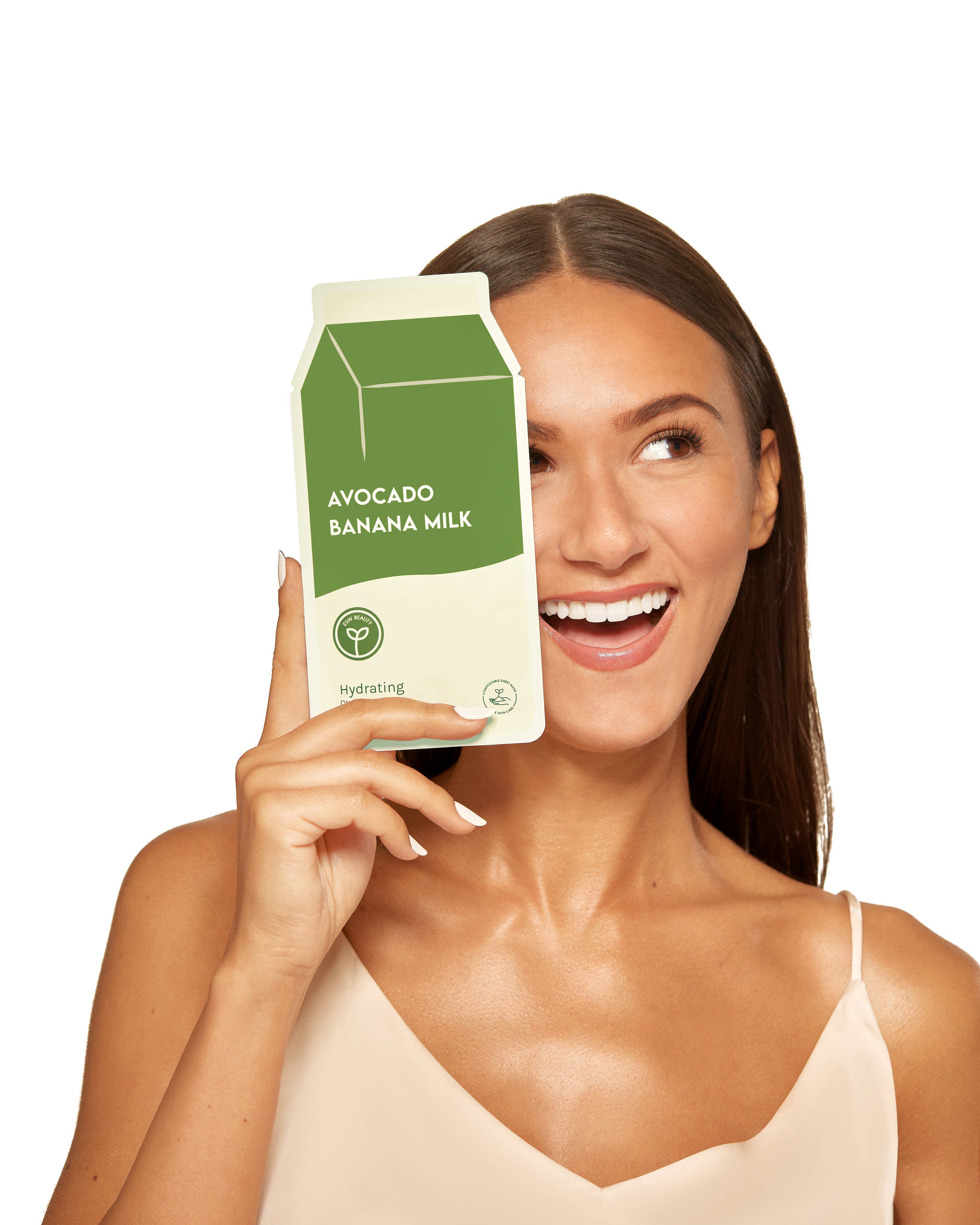 Avocado Banana Milk Hydrating Plant-Based Milk Sheet Mask: With Peg Hole