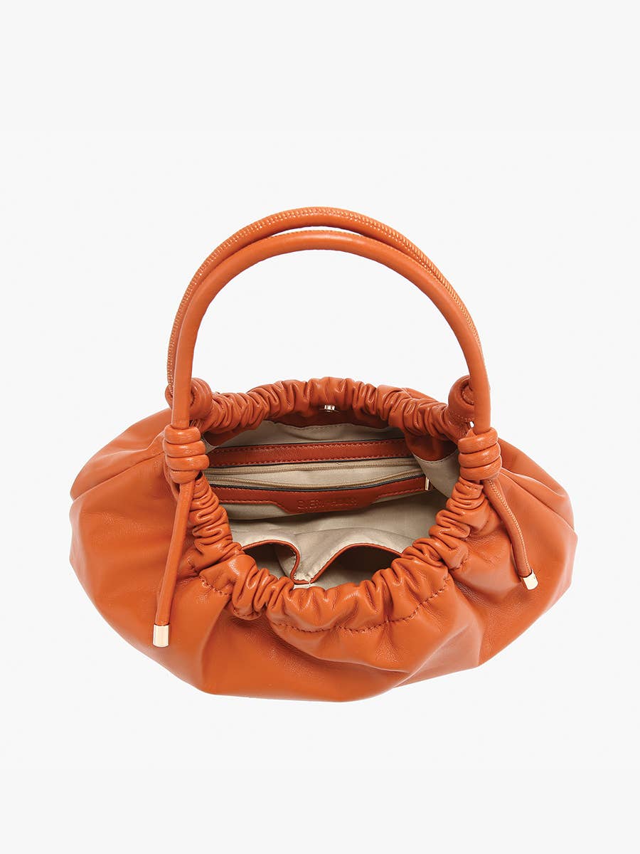 Celia Ruched Satchel w/ Top Handle: Black