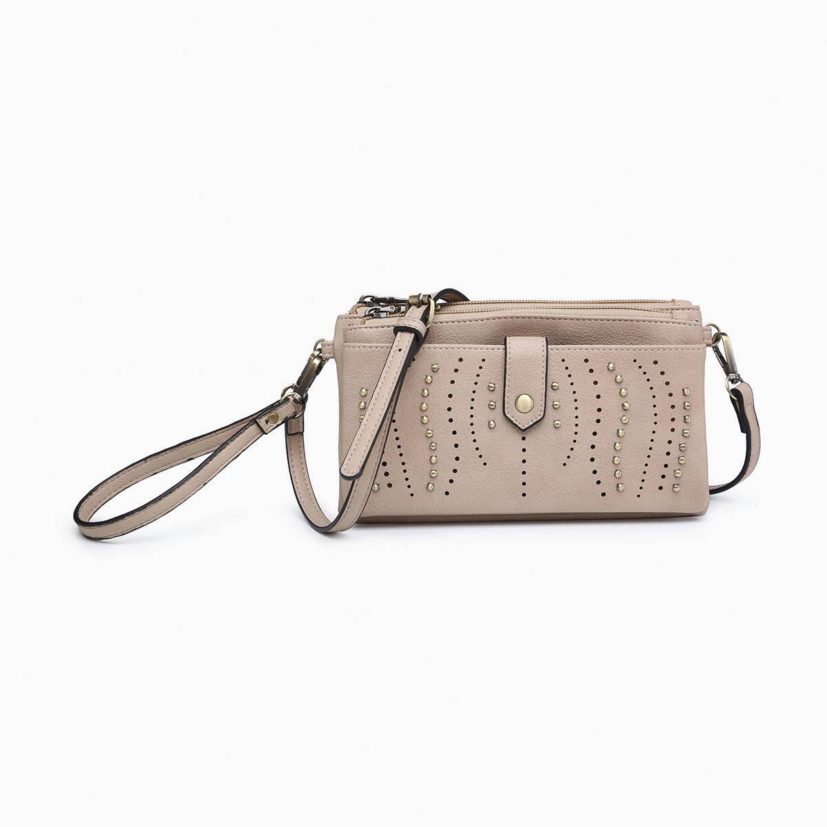 Ayra Studded Front Wallet/Clutch: Brown