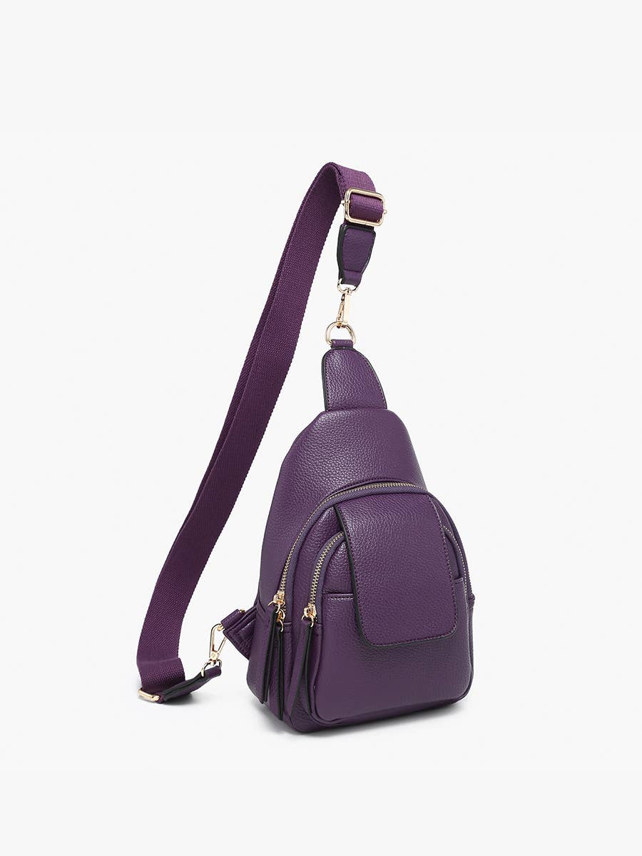 M2532 Sophia Sling Bag w/ Flapover Pocket: Brown