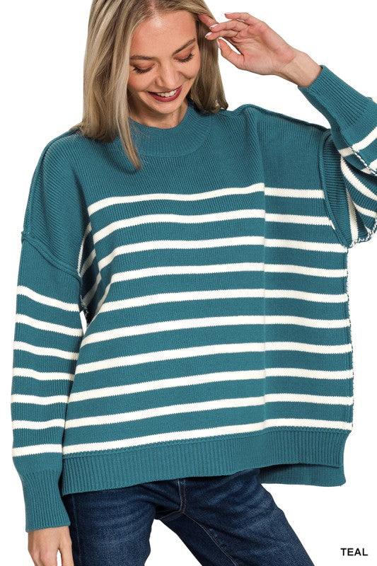 Teal Striped Sweater