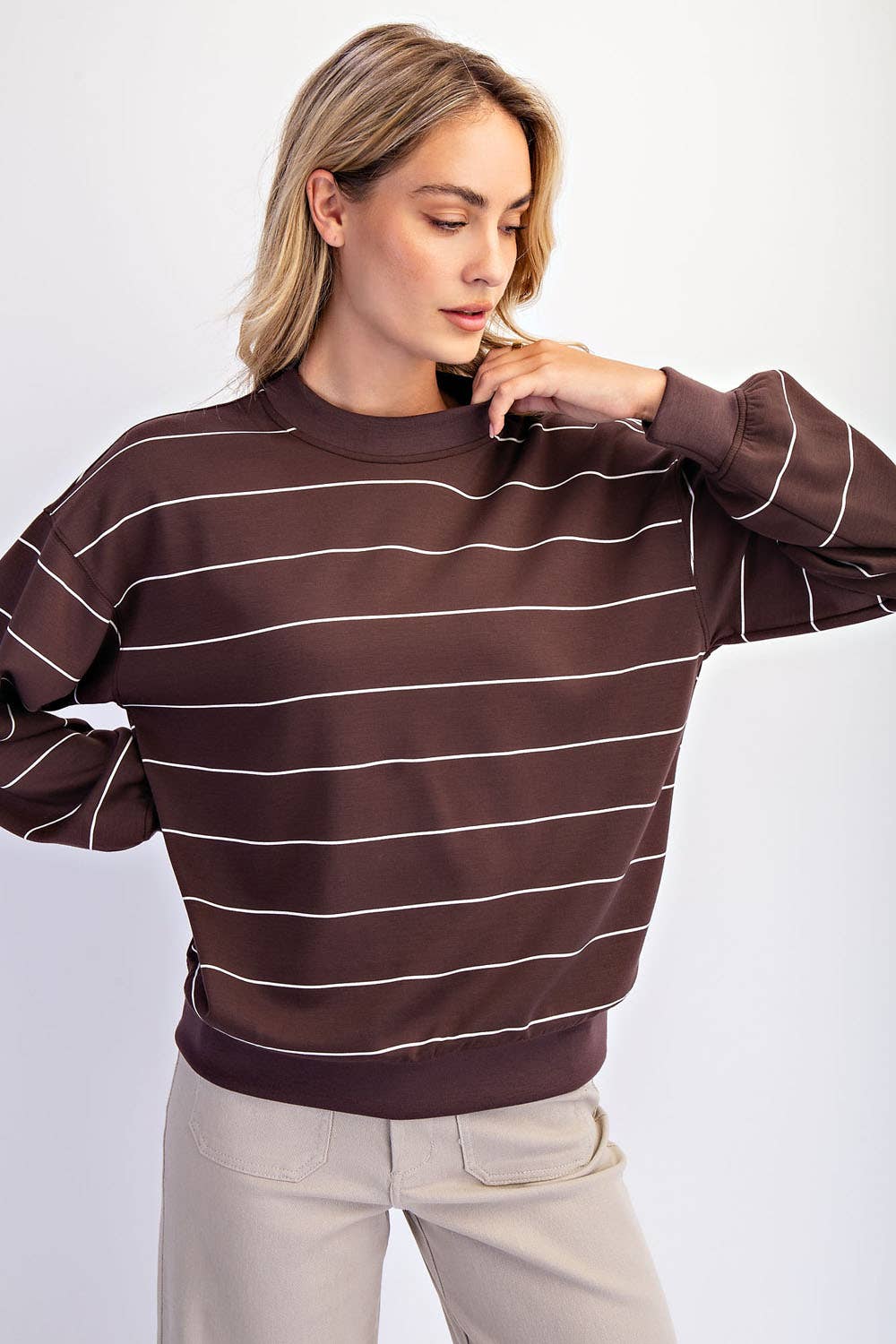 Scuba Striped Sweatshirt: Dk Cherry/Cream