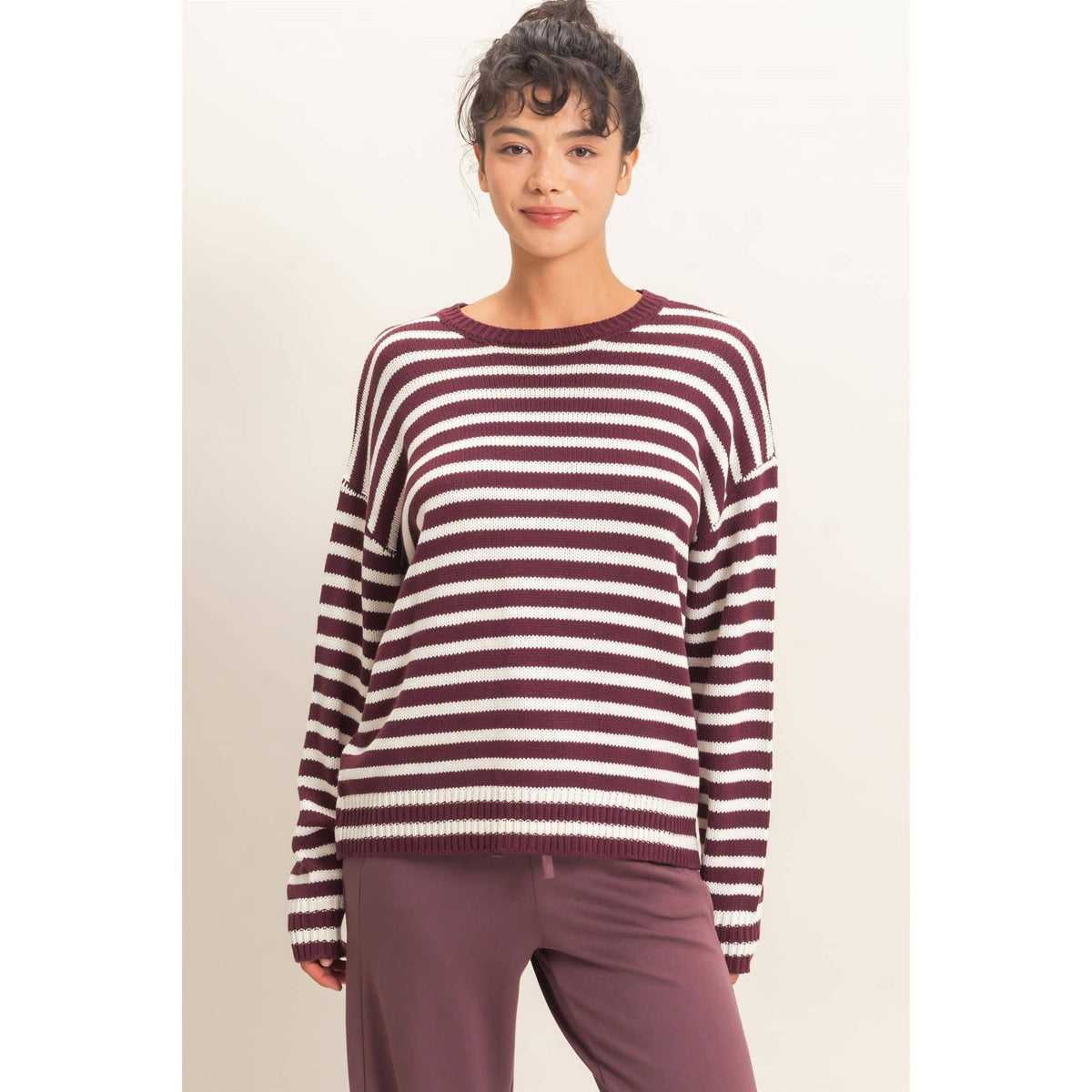 Find the Beginning Striped Crew Neck Sweater