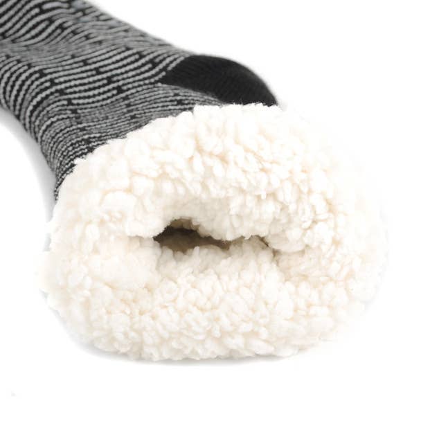 Mini Stripe Plush Fleece Lined Sherpa Slipper Socks