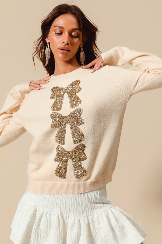 Golden Memories Bow Sweater