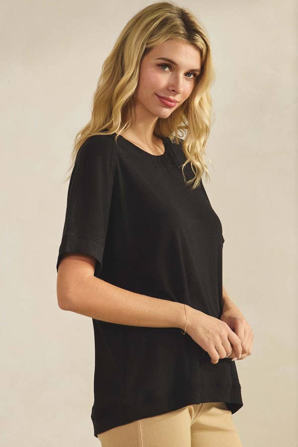 Everyday Soft Ribbed Loose Fit Short Sleeve Top