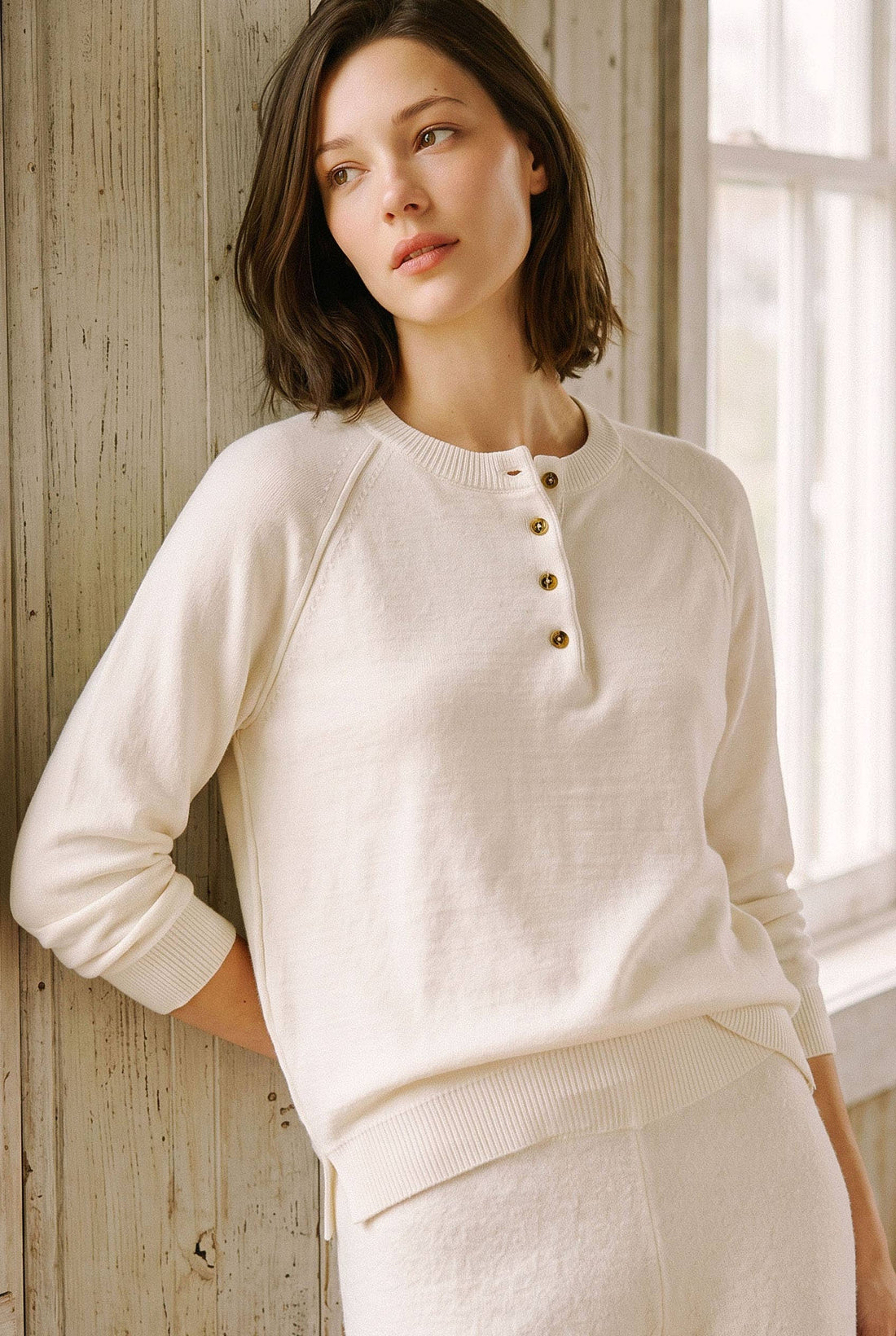 ALPINE ULTRA COZY HENLEYED SWEATER TOP