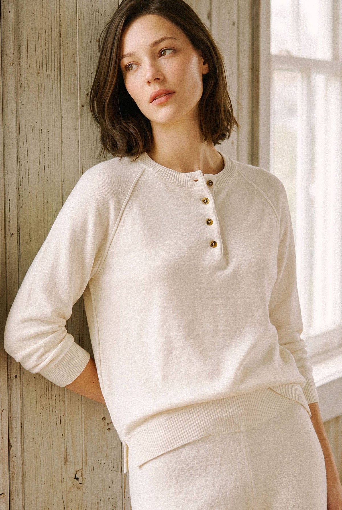 ALPINE ULTRA COZY HENLEYED SWEATER TOP