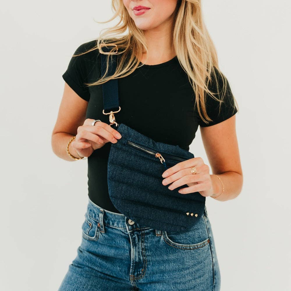 Jolie Puffer Bum Bag: Light Denim