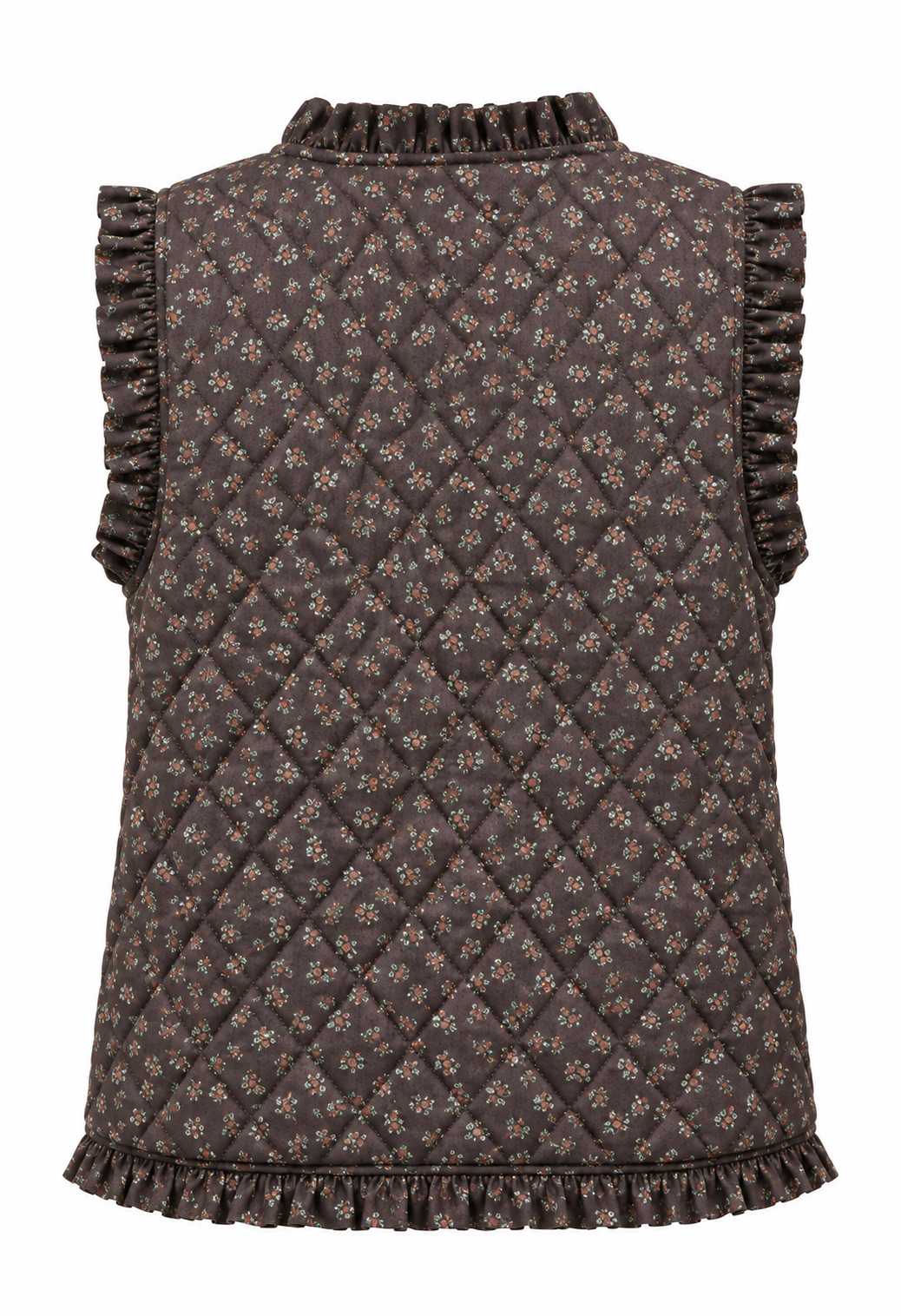 Country Ruffles Brown Floral Vest