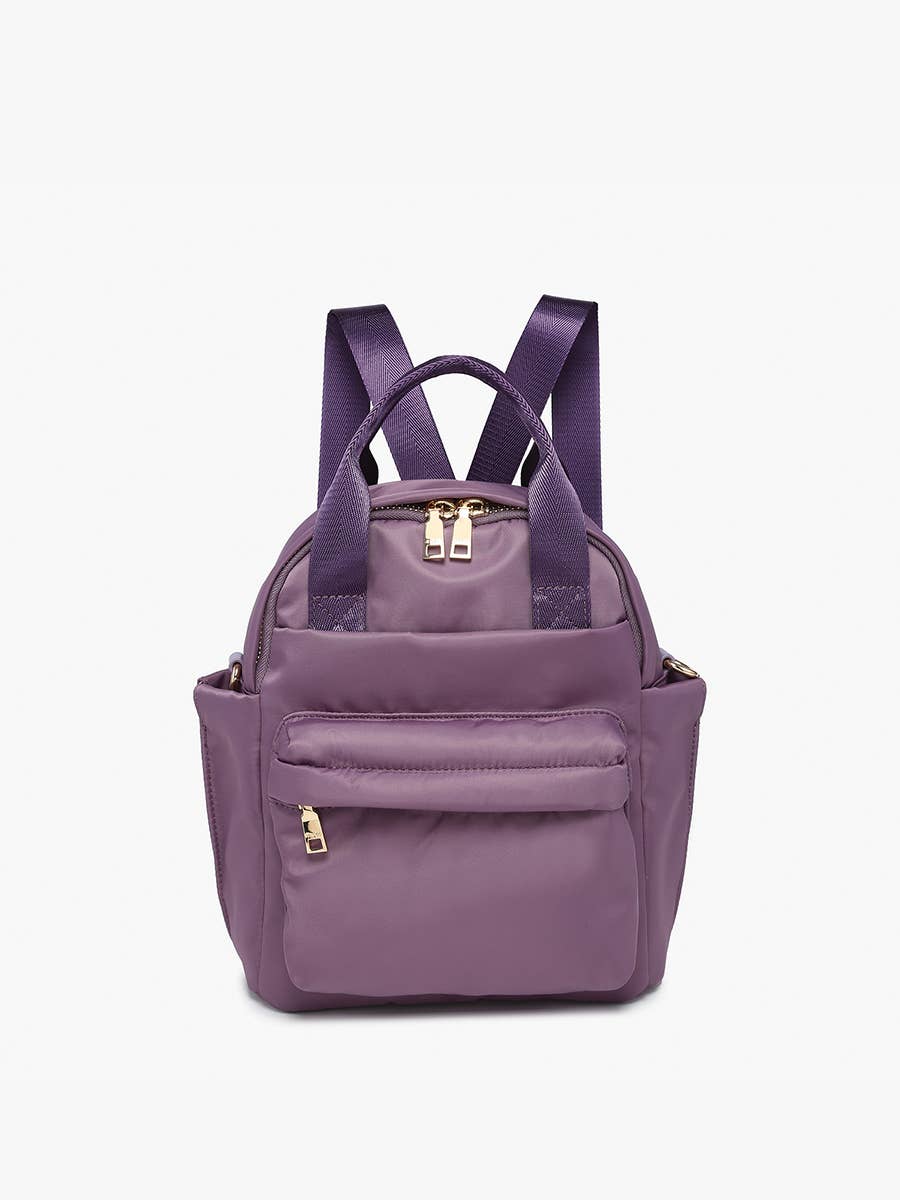 Rita Nylon Backpack w/ Front Pocket &amp; Long Strap: Dark Olive