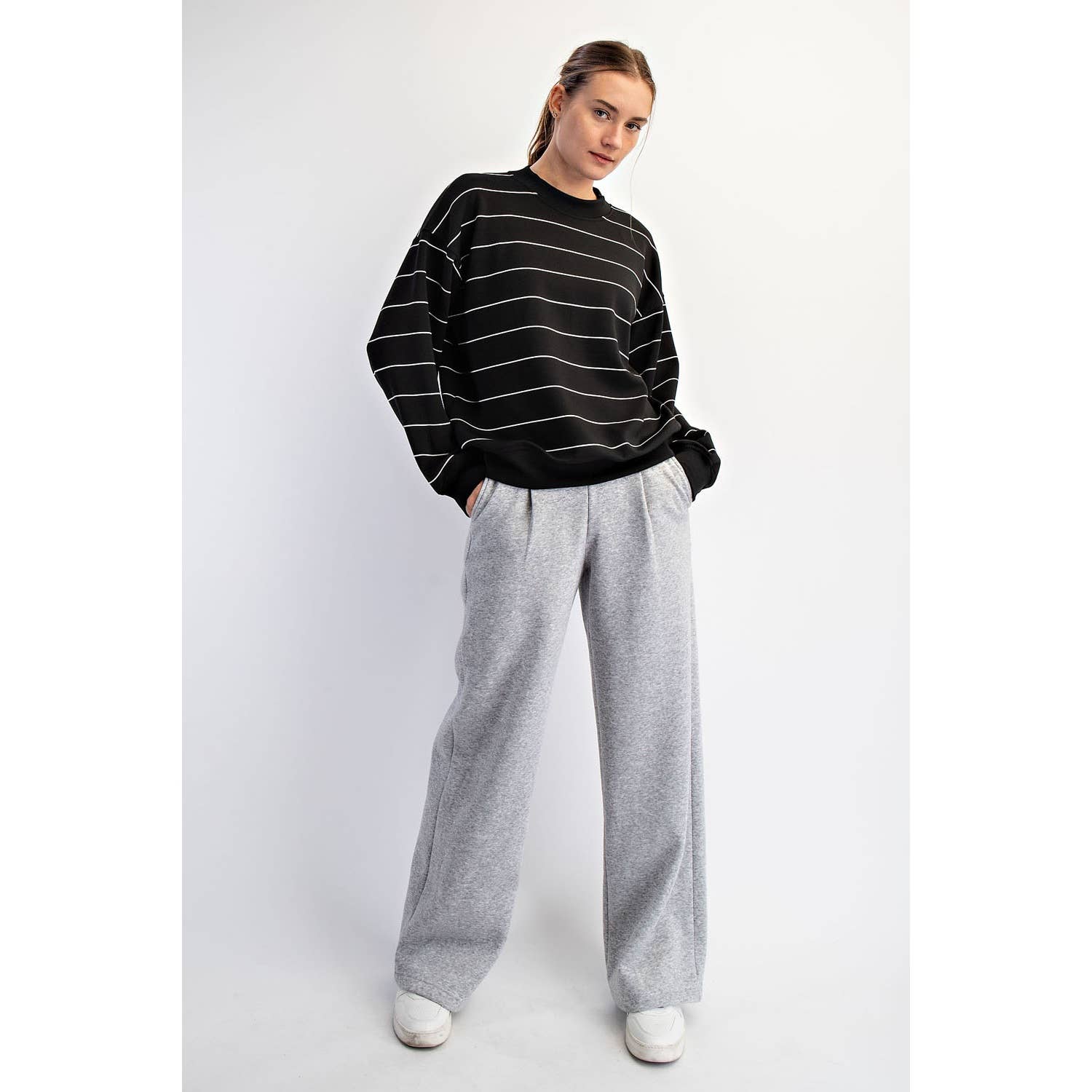 Scuba Striped Sweatshirt: Dk Cherry/Cream