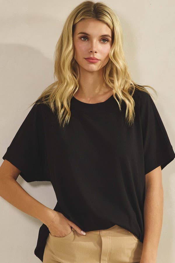 Everyday Soft Ribbed Loose Fit Short Sleeve Top
