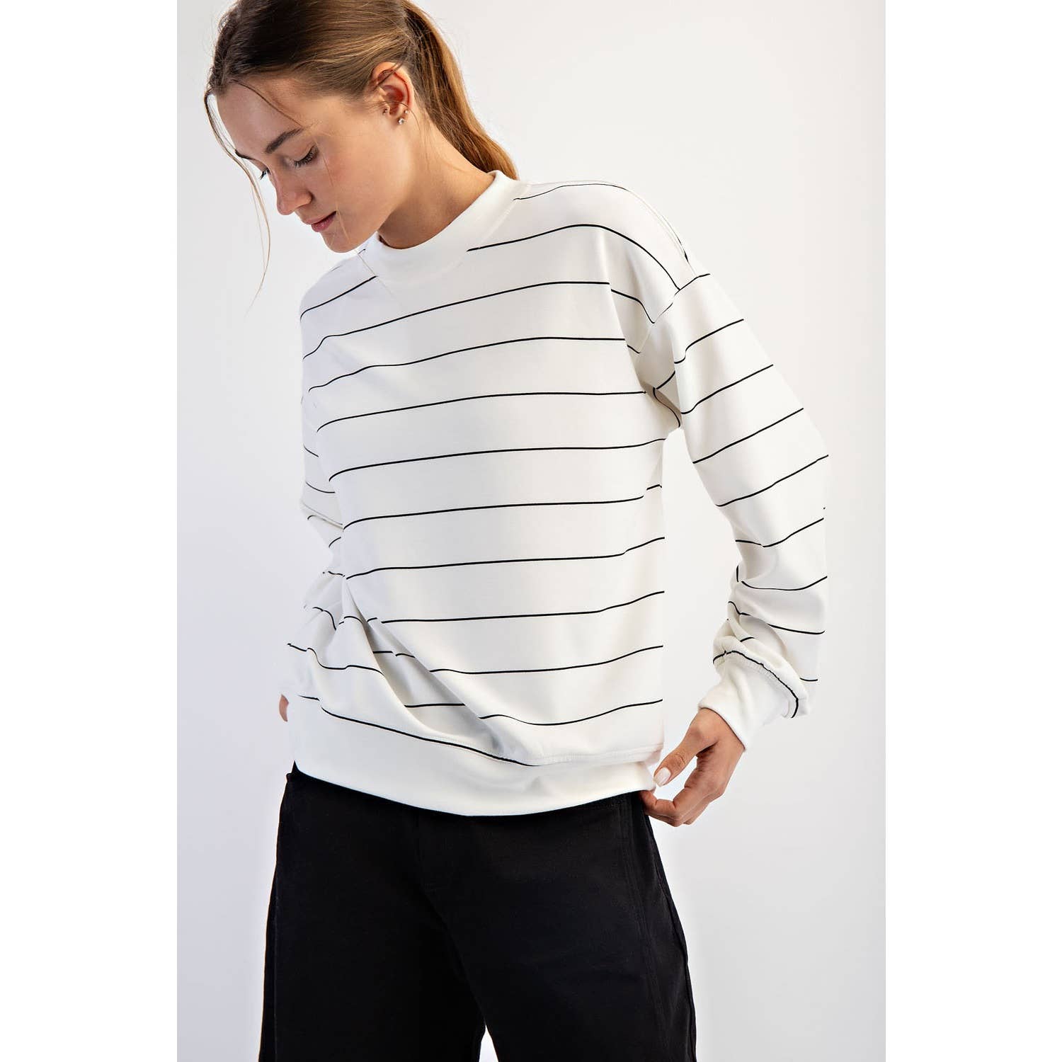 Scuba Striped Sweatshirt: Dk Cherry/Cream