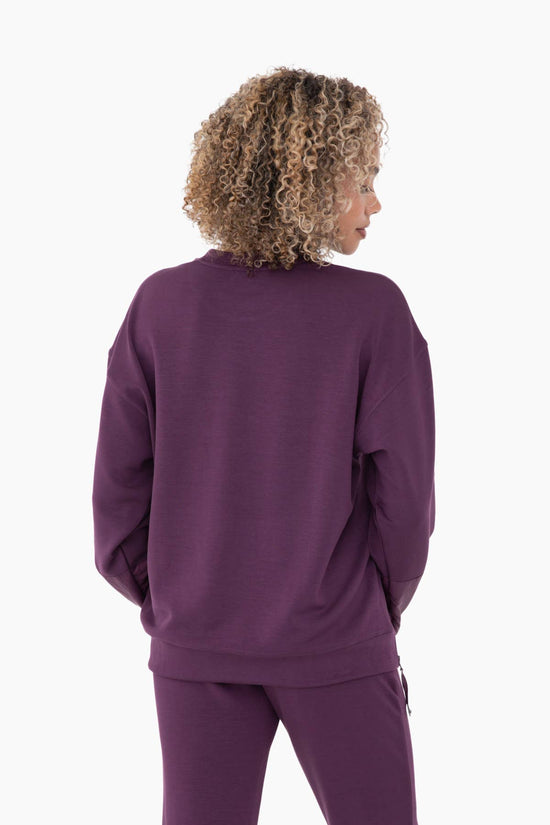 Modal-Blend Crewneck Pullover in Plum