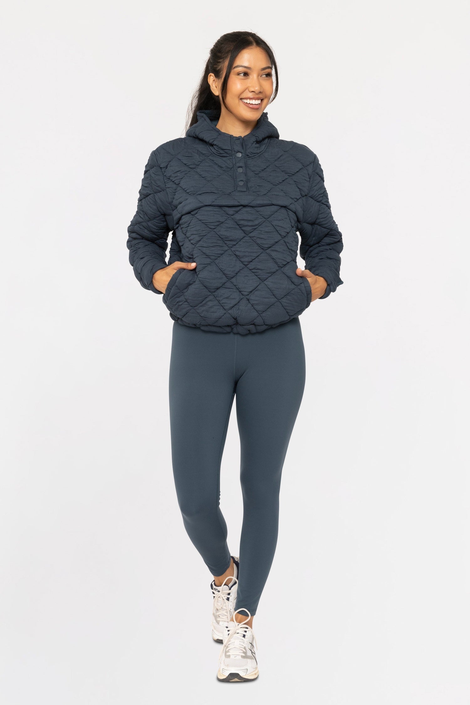 Something Extra Blue Quilted Hoodie