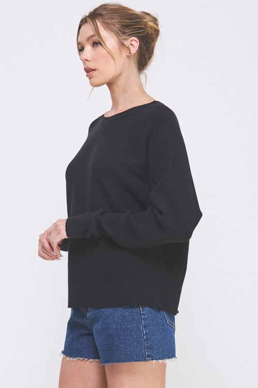 The Classic Fine Gauge Dolman Sweater in Black