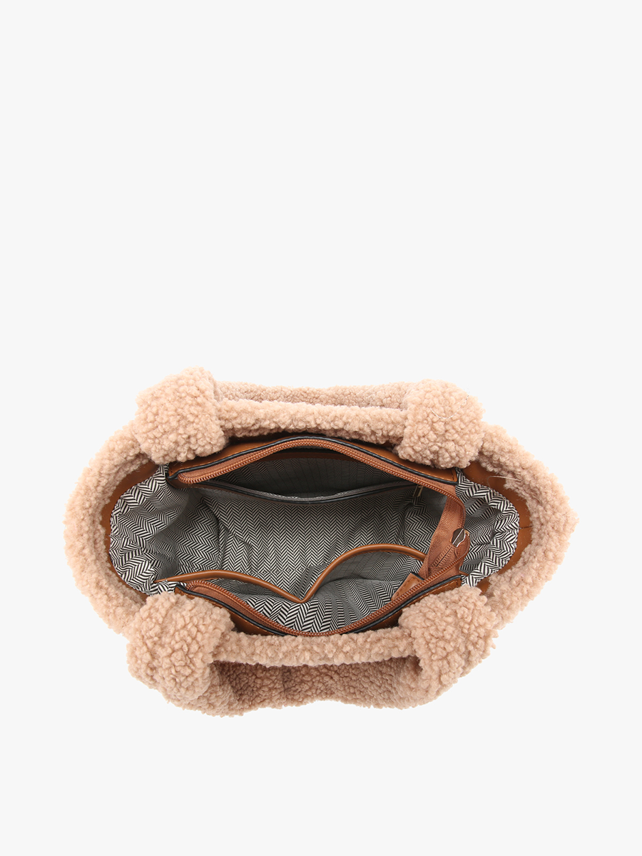 Helsinki Sherpa Trim Satchel/Crossbody: Pink/Mauve