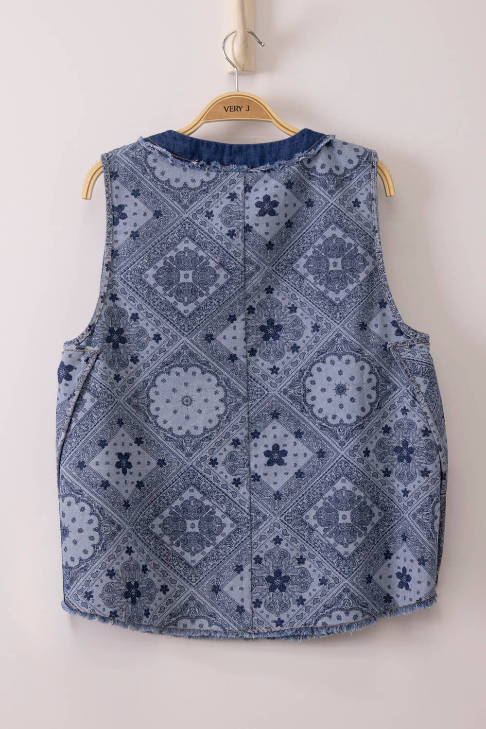 Paisley Printed Washed Chambray Top