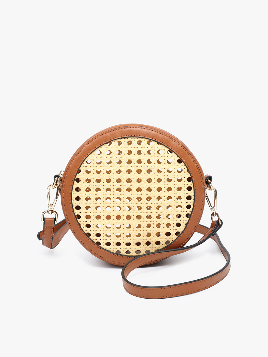 Francis Rattan Circular Crossbody: White/Grey