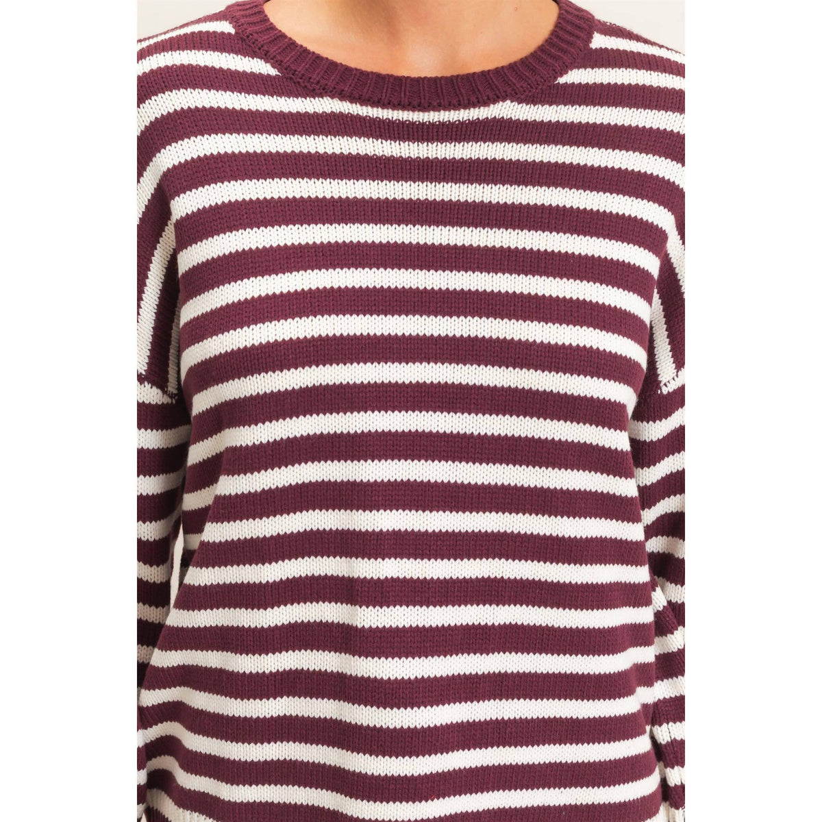 Find the Beginning Striped Crew Neck Sweater
