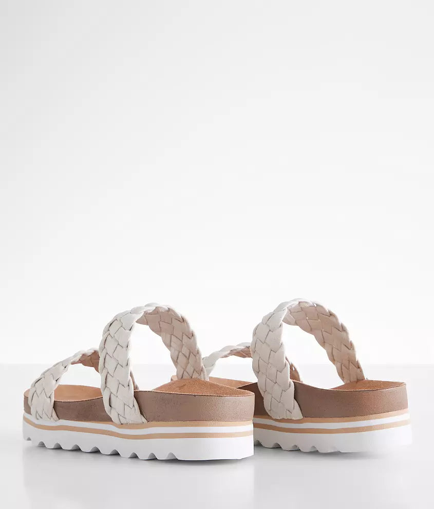 Braided Up White Shimmer Sandal