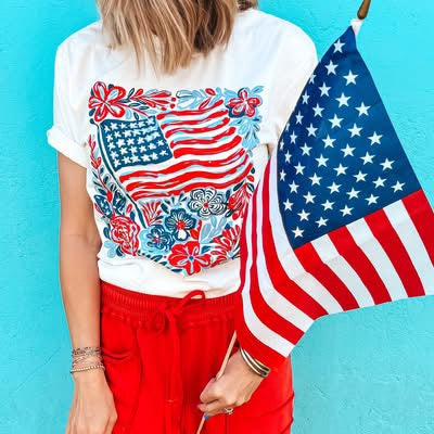 Flags &amp; Flowers Graphic Tee