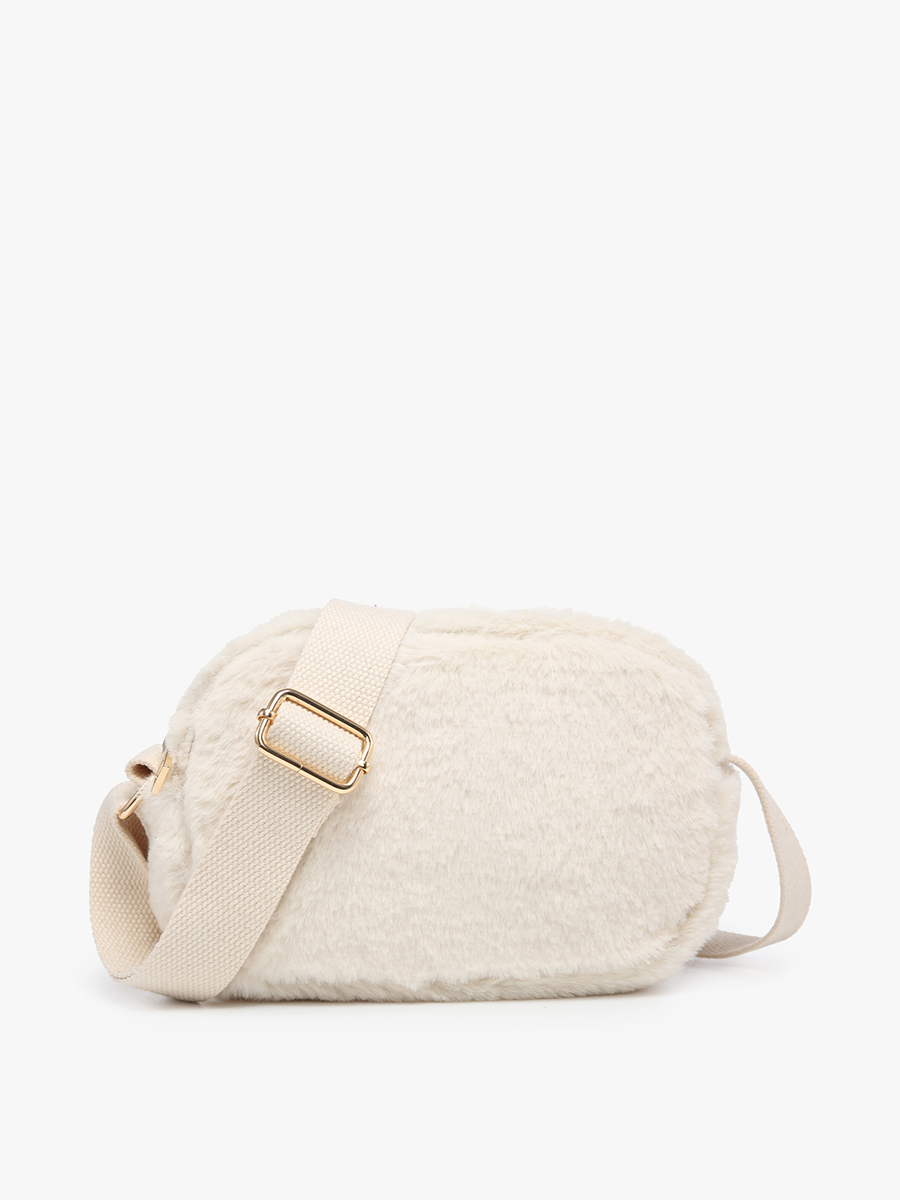 Geneva Faux Fur Belt Bag/Crossbody: Off White