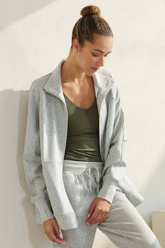 First Pick Ultra Soft Funnel Neck Oversize Zip Jacket