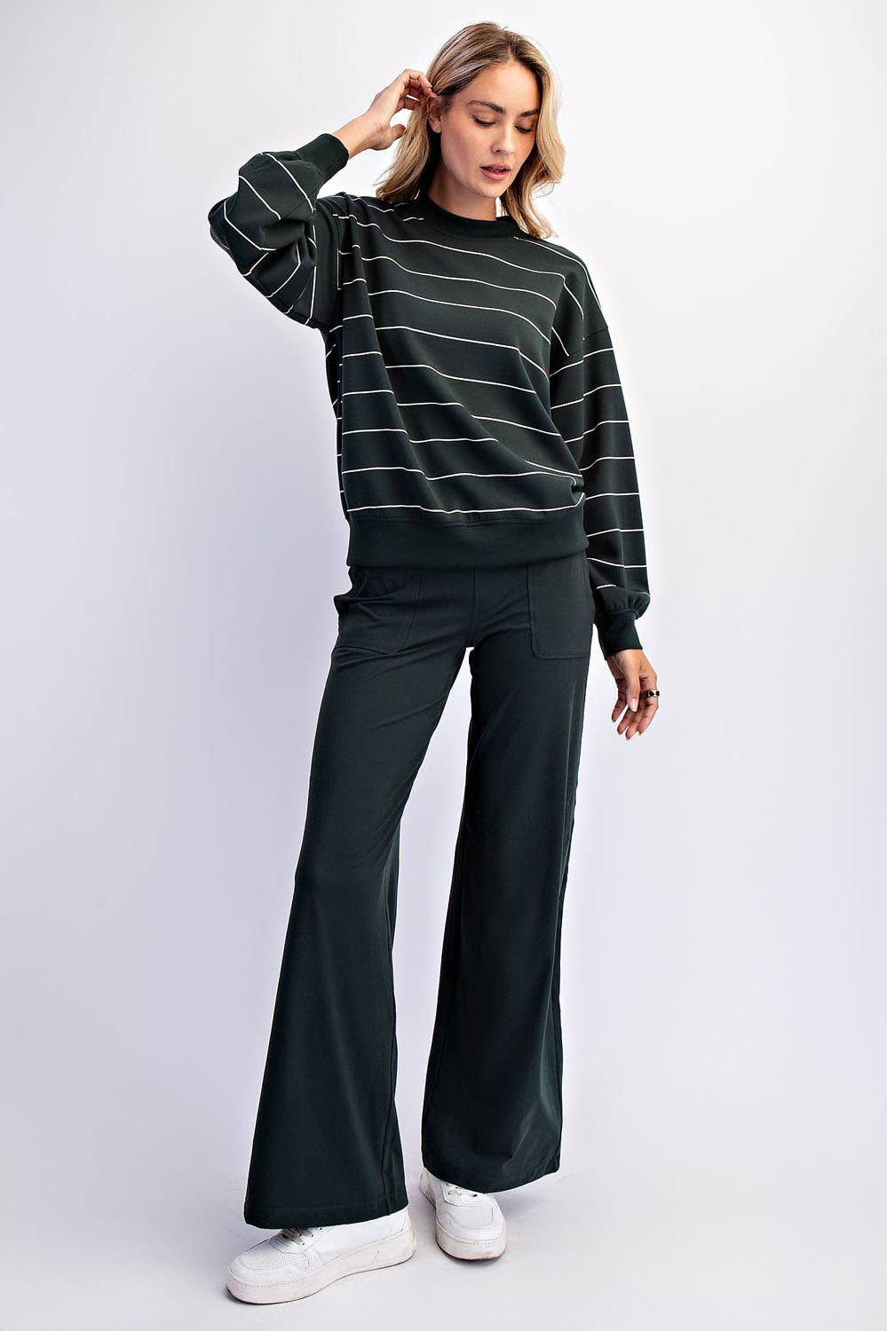 Scuba Striped Sweatshirt: Dk Cherry/Cream