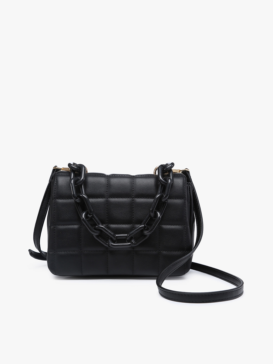 Hayden Quilted Crossbody w/ Chain Strap: Black